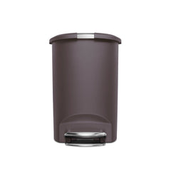 50L semi-round plastic pedal bin - mocha - front view image