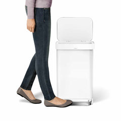 45L rectangular pedal bin with liner pocket - white finish - lifestyle image