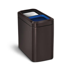 20L dual compartment slim open bin - dark bronze finish - main image