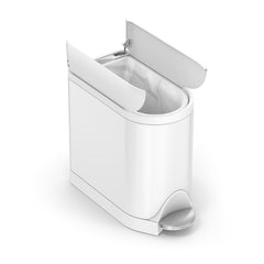 10L butterfly pedal bin - white finish - lid open