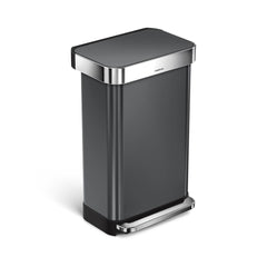 45L rectangular pedal bin with liner pocket - black finish - main image